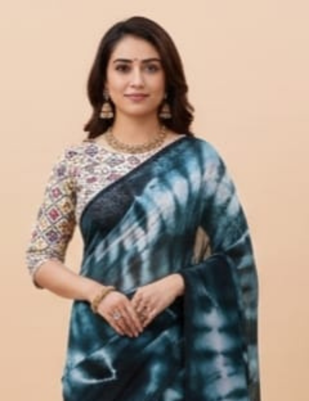 Trendy Tie-Dye Green Saree with Tassel Border