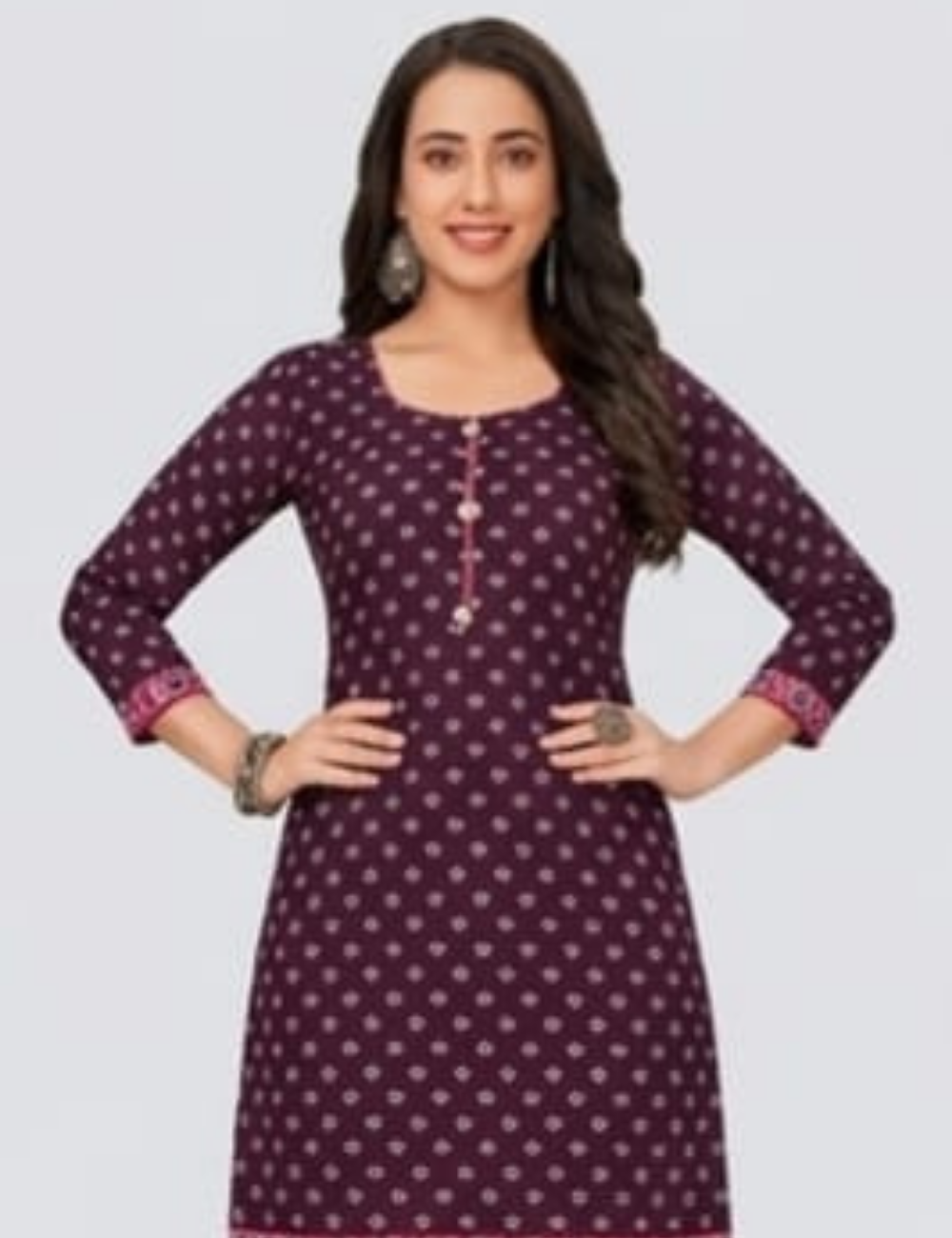 Elegant Deep Plum Patiala Kurta Suit with Geo-Print Accents