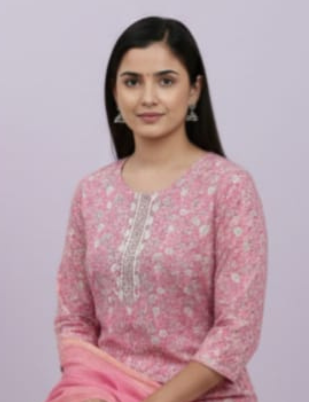 Elegant Rose Pink Floral Printed Kurta Set with Dupatta