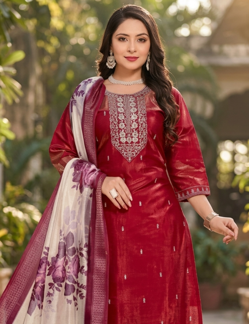 Teal Blue Embroidered Silk Blend Kurta Set (Get Rs. 300 Discount)