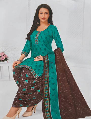 Elegant Teal & Coffee Brown Patiala Kurta Set with Dupatta