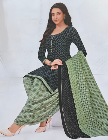 Elegant Black & Sage Patiala Kurta Suit
