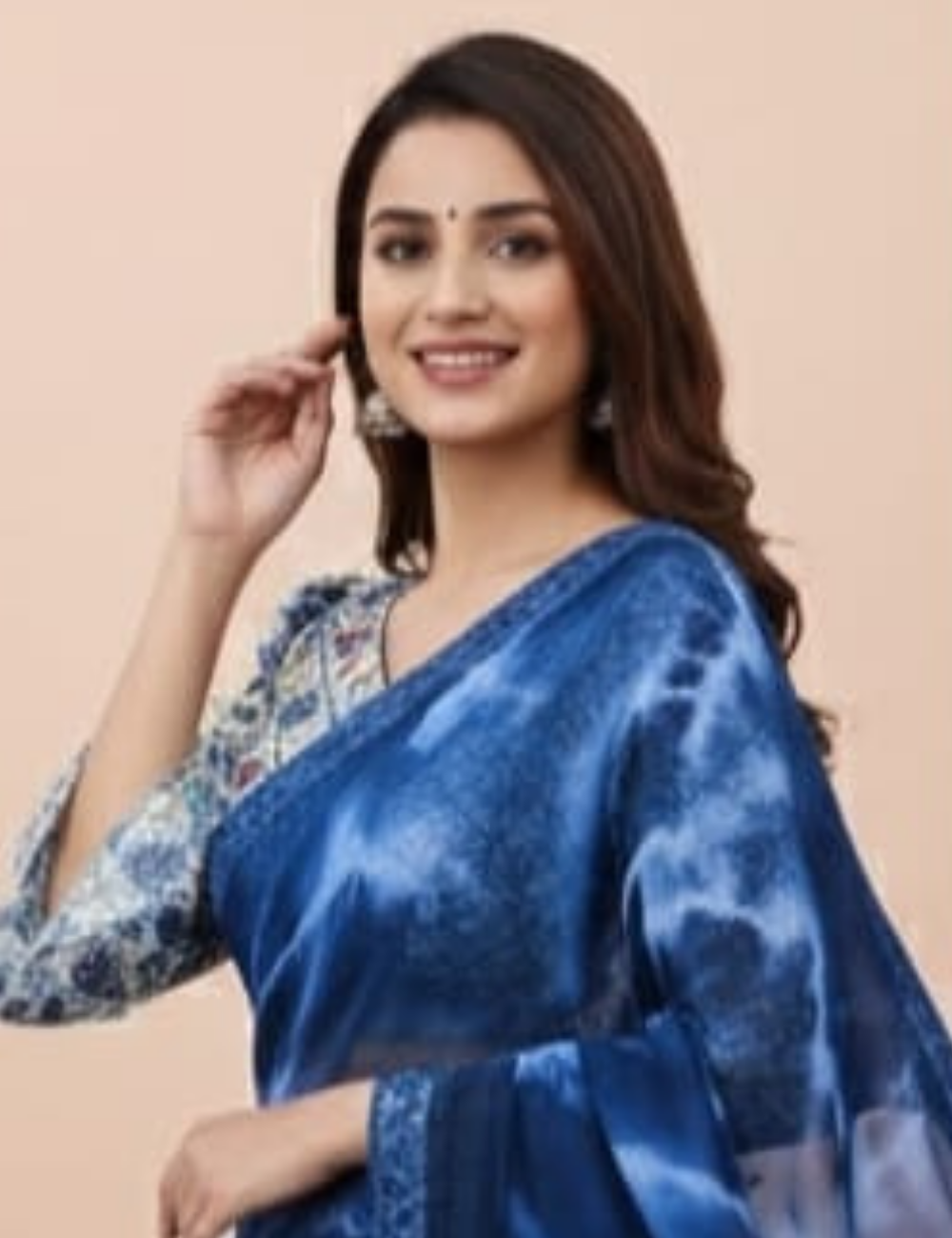 Trendy Tie-Dye Blue Saree with Designer Tassel Border