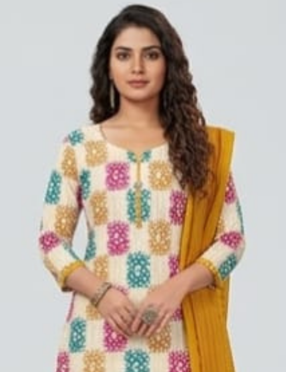 Vibrant Mustard Geometric Patiala Kurta Suit