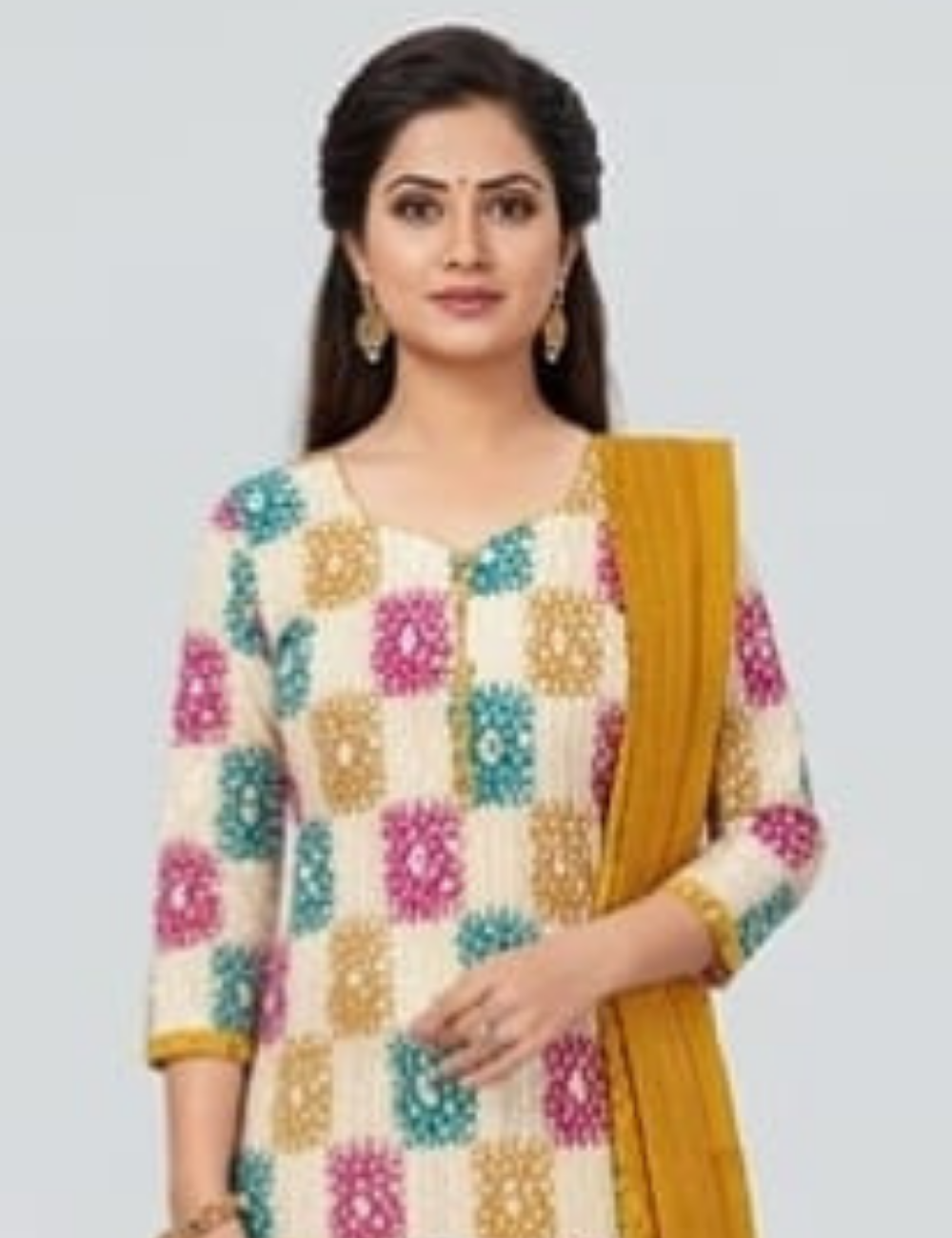 Vibrant Mustard Geometric Patiala Kurta Suit