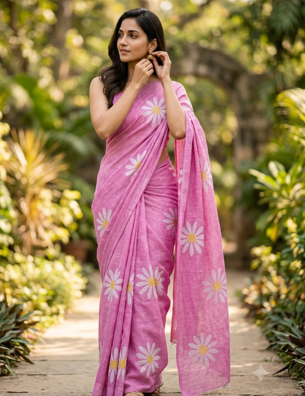 Purple Floral Printed Fancy Cotton Saree