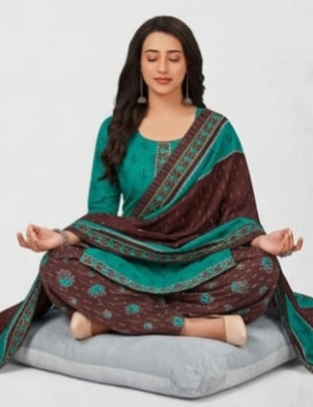Elegant Teal & Coffee Brown Patiala Kurta Set with Dupatta