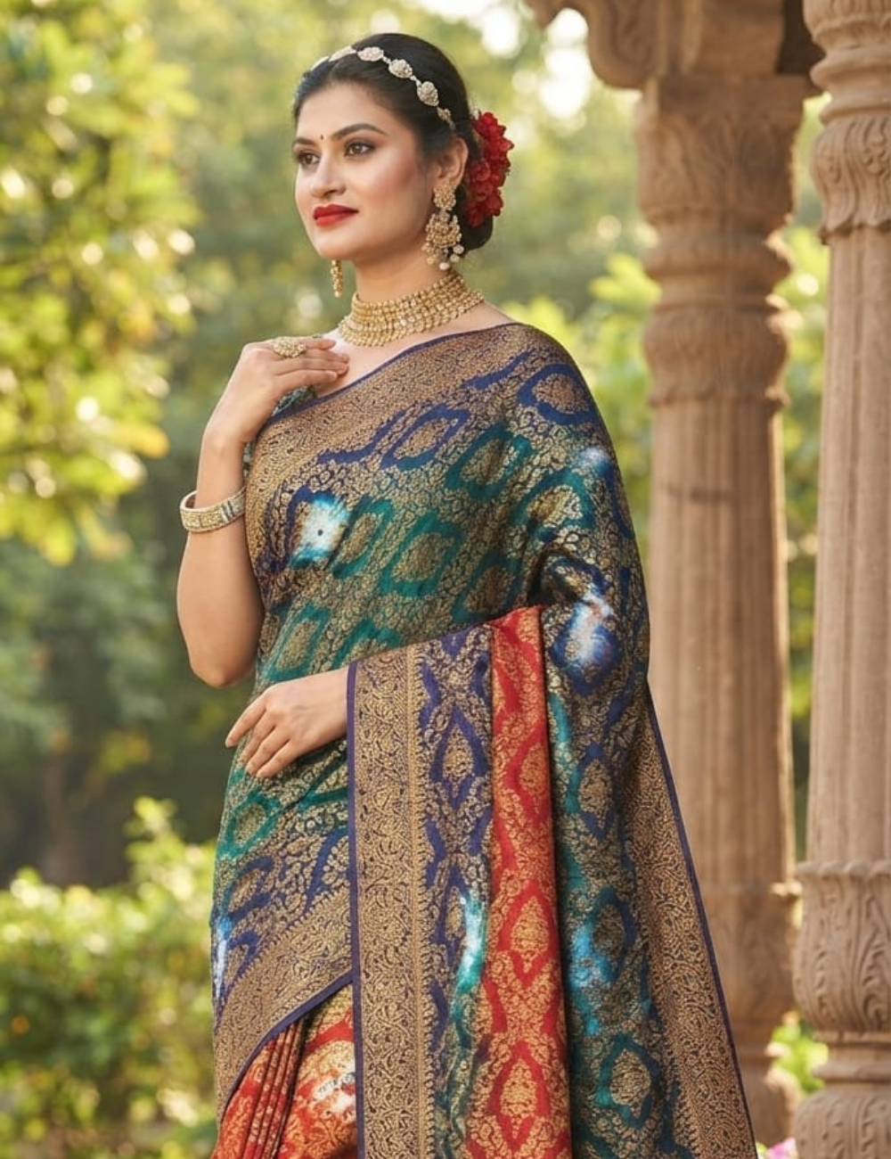 Stunning Multi-Shaded Banarasi Zari Woven Sari