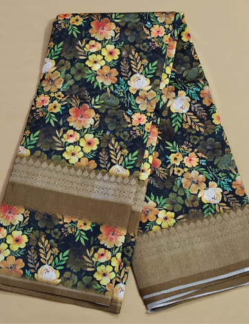 Midnight Floral Soft Silk Saree