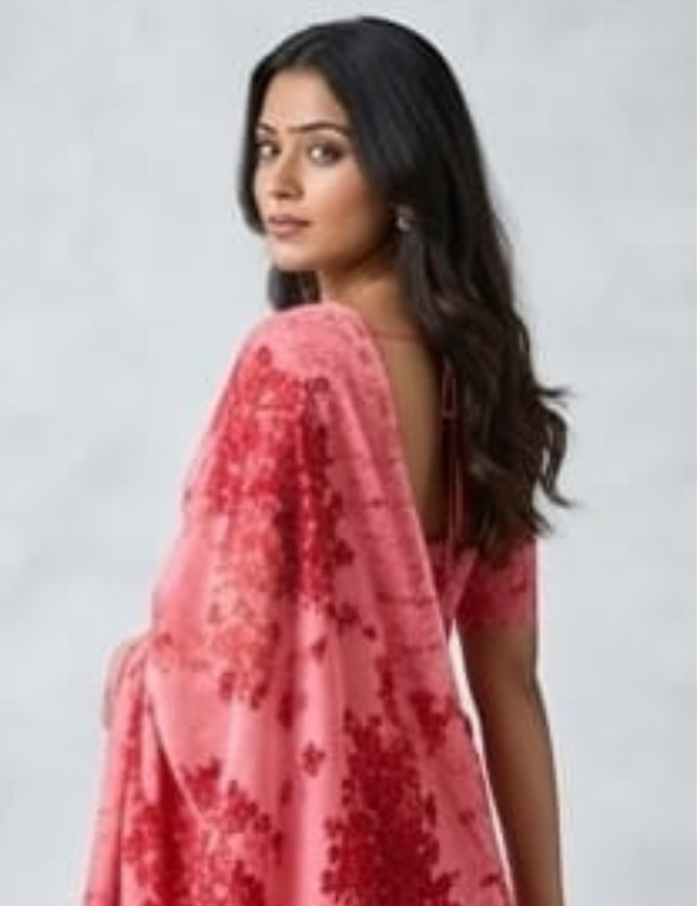 Elegant Pink Floral Printed Soft Saree with Abstract Stripes