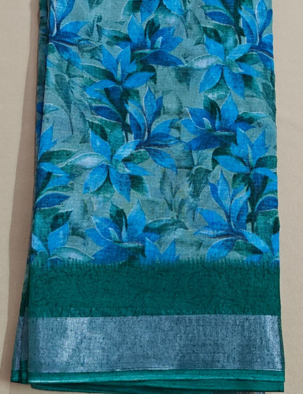 Elegant Purple Bloom Designer Linen Cotton Saree