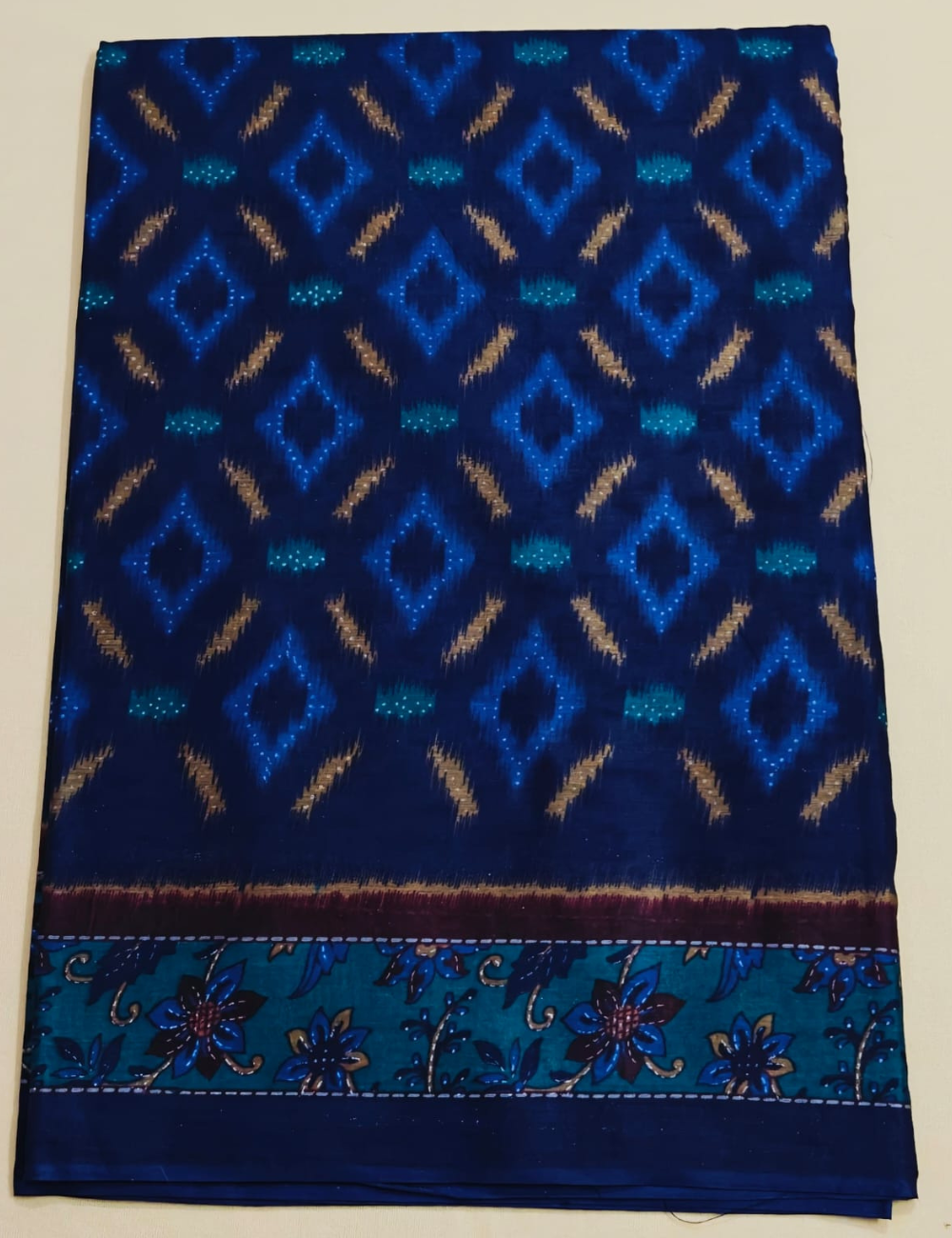 Royal Blue Diamond Cotton Saree