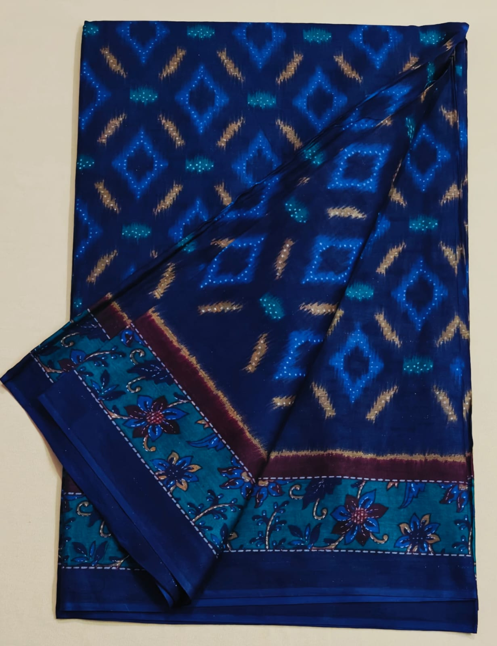Royal Blue Diamond Cotton Saree