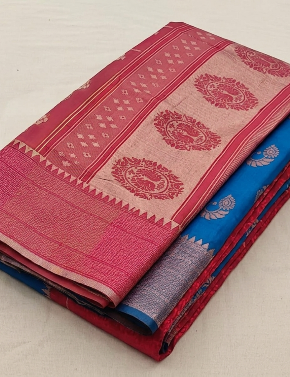 Royal Blue & Maroon Saree with Traditional Motifs