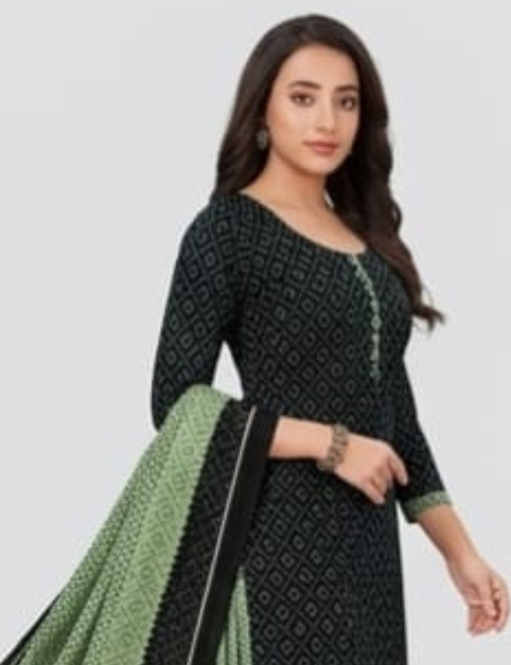 Elegant Black & Sage Patiala Kurta Suit