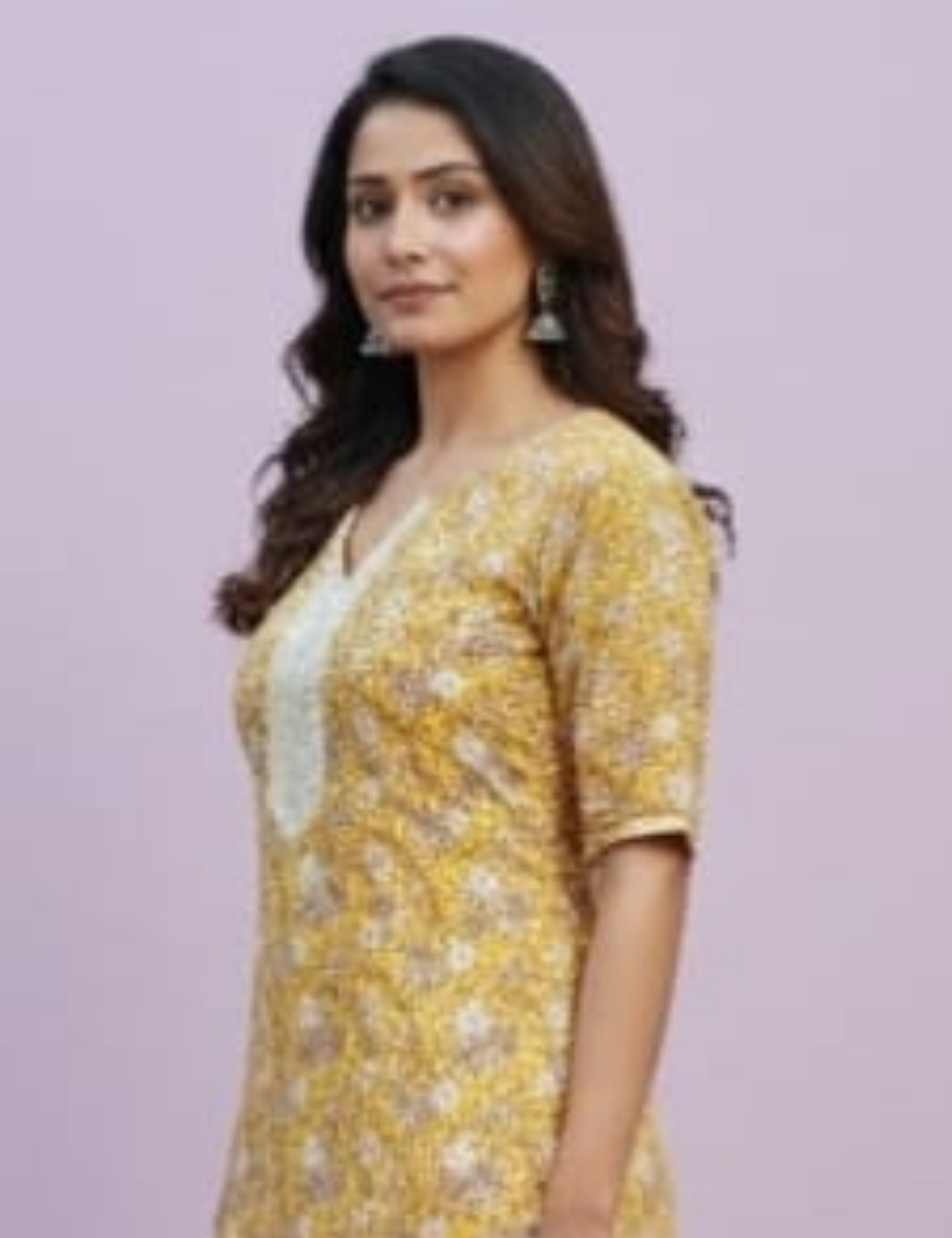Mustard Yellow Floral Printed Kurta Set with Dupatta