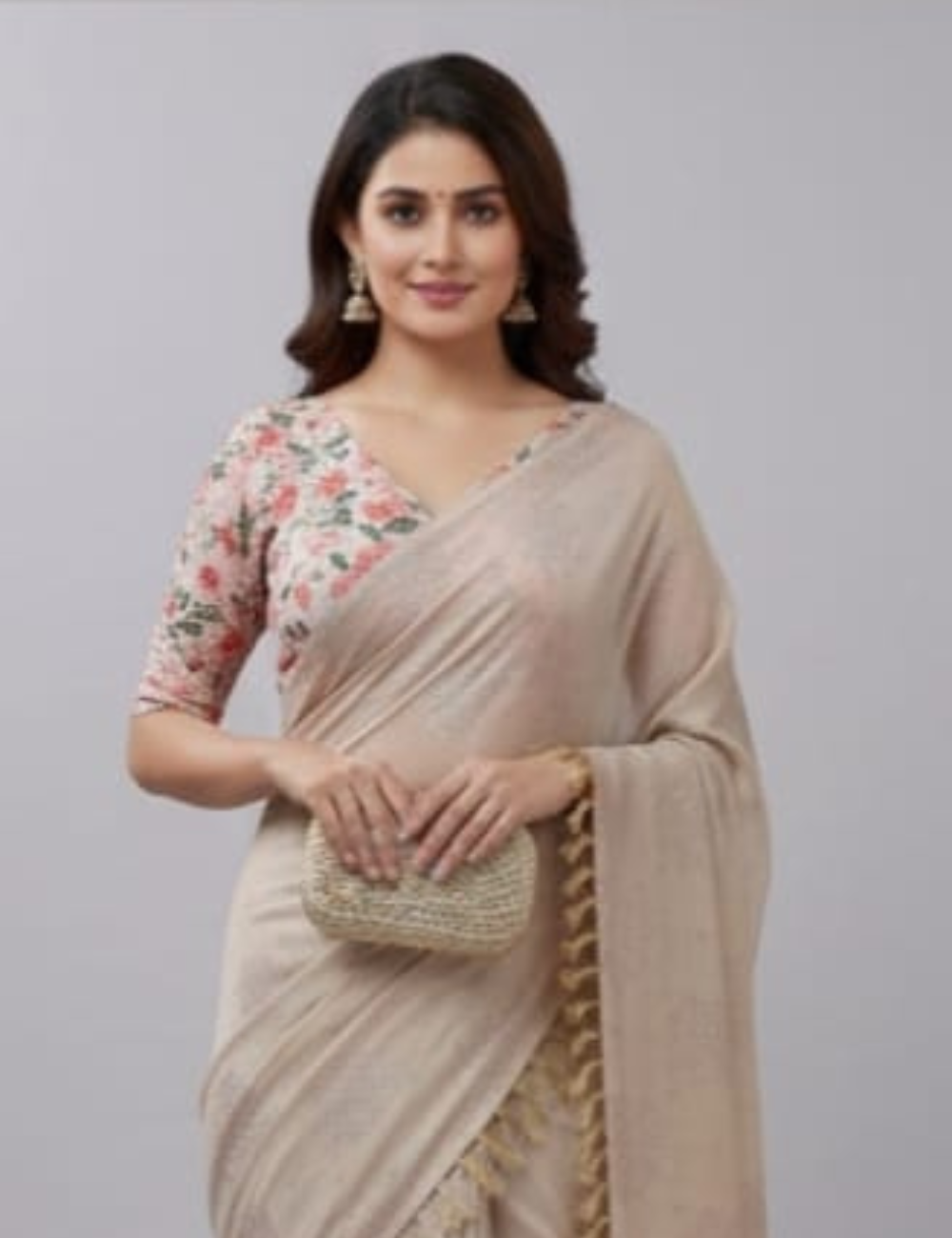 Elegant Floral Saree with Complementary Blouse