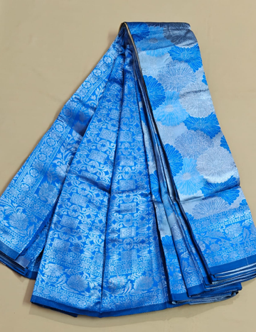 Royal Blue Floral Jacquard Saree