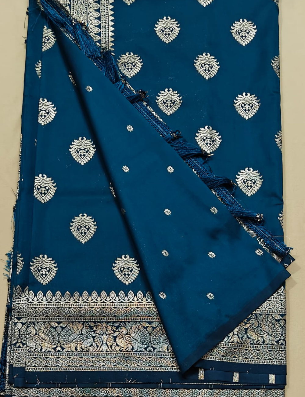 Dark Blue and Golden Zari Woven Sari