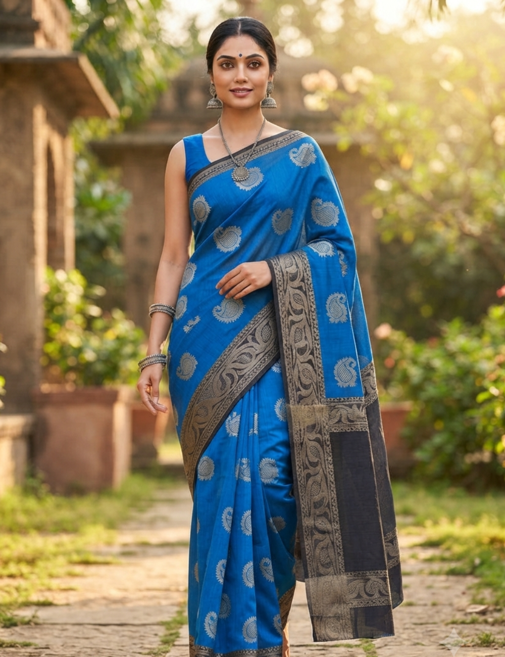Elegant Blue and Black Designer Saree Collection